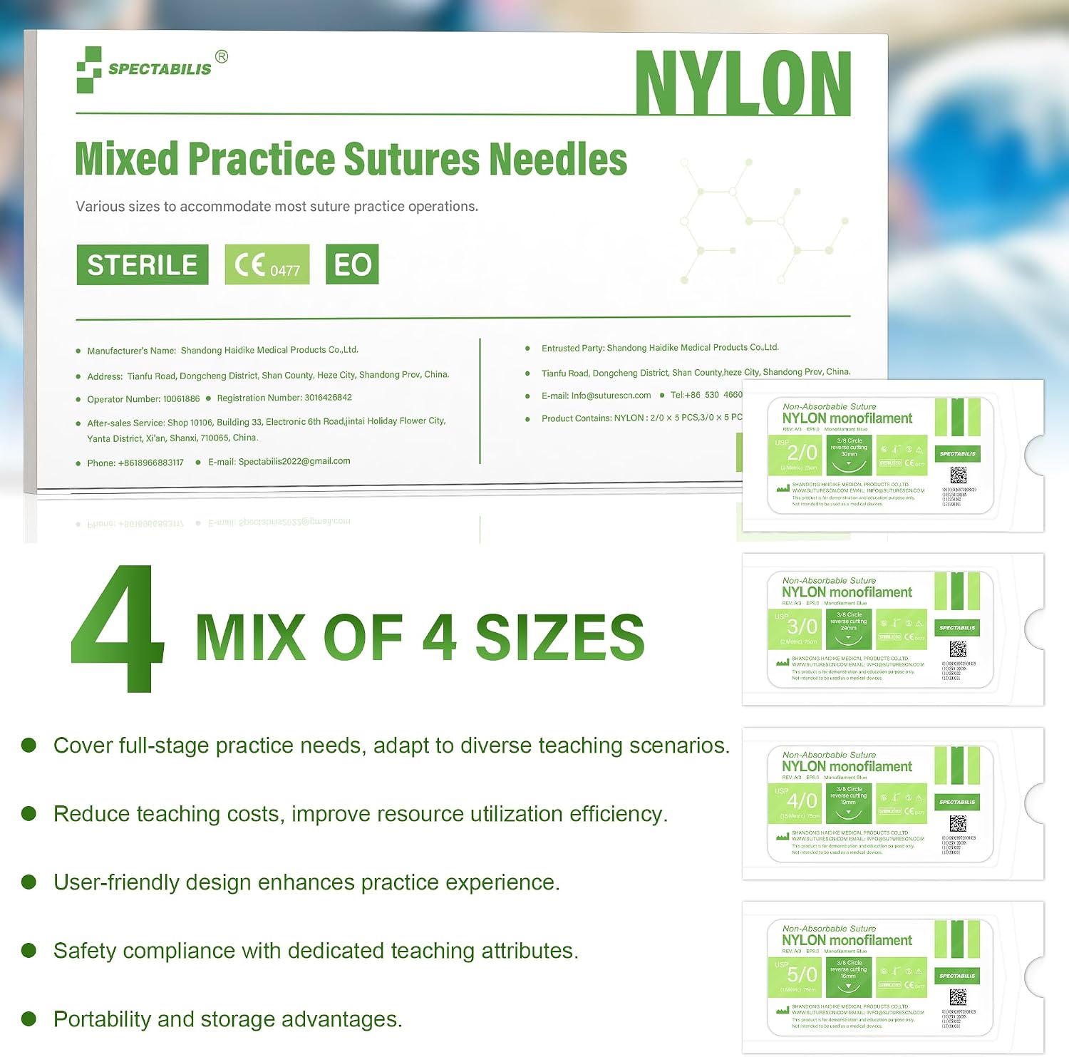 Nylon Suture Practice Thread and Needles for Medical Students Training Only (Pack of 20)