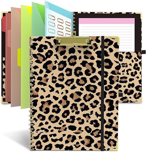 Miniatura 7 de Carpeta portapapeles con bloc de notas recargable forrada para tamaño carta (11 x 8.5 pulgadas), 5 divisores con almacenamiento de 10 bolsillos,