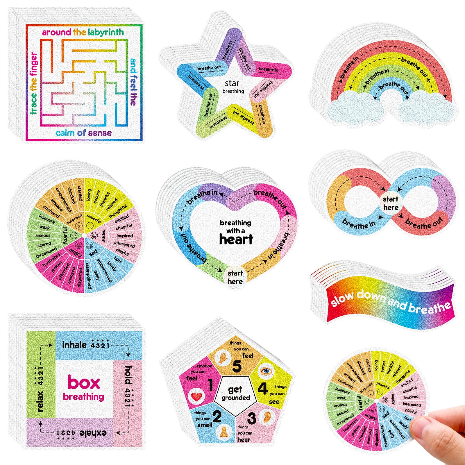 70-Piece Anxiety Sensory Stickers - Textured Calm Strips For Stress Relief At Office & School