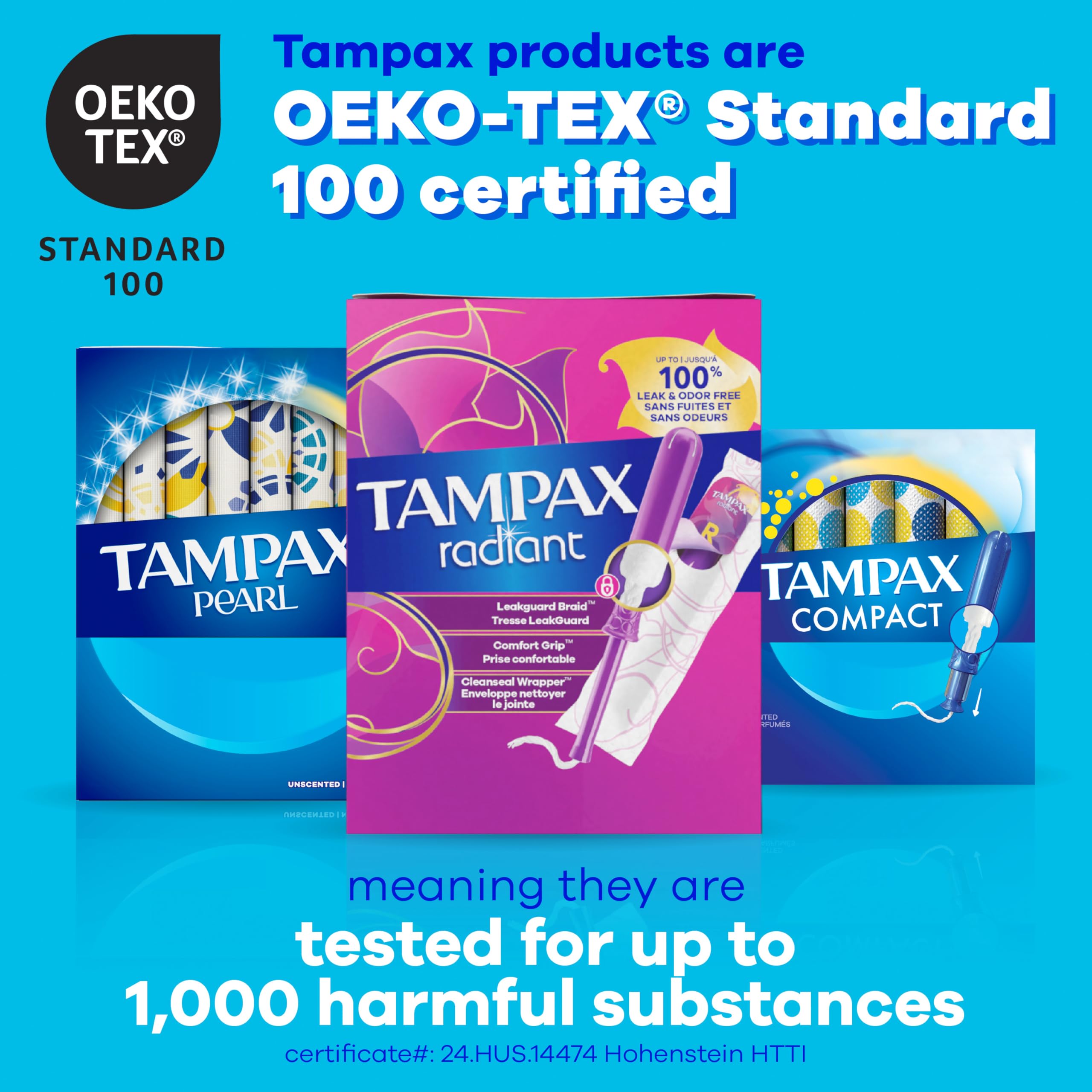 Tampax Pearl Tampons - Absorbencia ligera, 100 unidades, aplicador de plástico sin BPA y trenzado LeakGuard, sin perfume, 50 unidades, paquete de 2 (100 unidades en total)