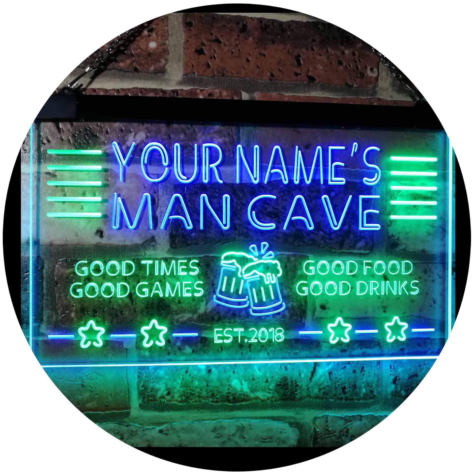 ADVPRO Personalized Name Custom Man Cave Home Bar Est. Year Dual Color LED Neon Sign Green & Blue 16 x 12 Inches st6s43-x0012a-tm-gb