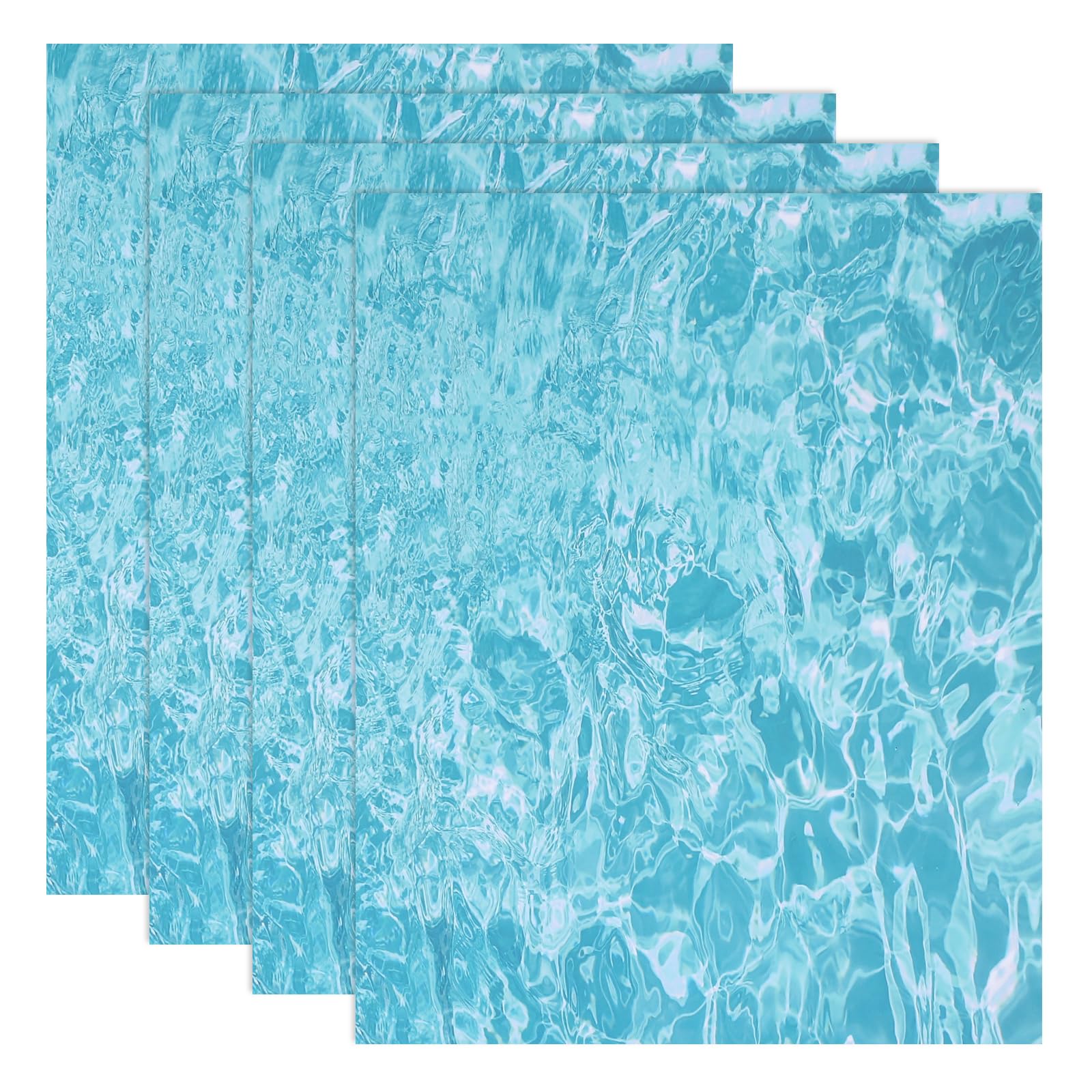 sourcing map 4 Pcs Ripple Water Sticker, Self Adhesive Artificial Water Wave Effect Stickers 11.69"x8.27" Dollhouse Wallpaper Sheets for DIY Dollhouse, Miniature Landscapes, Sky Blue