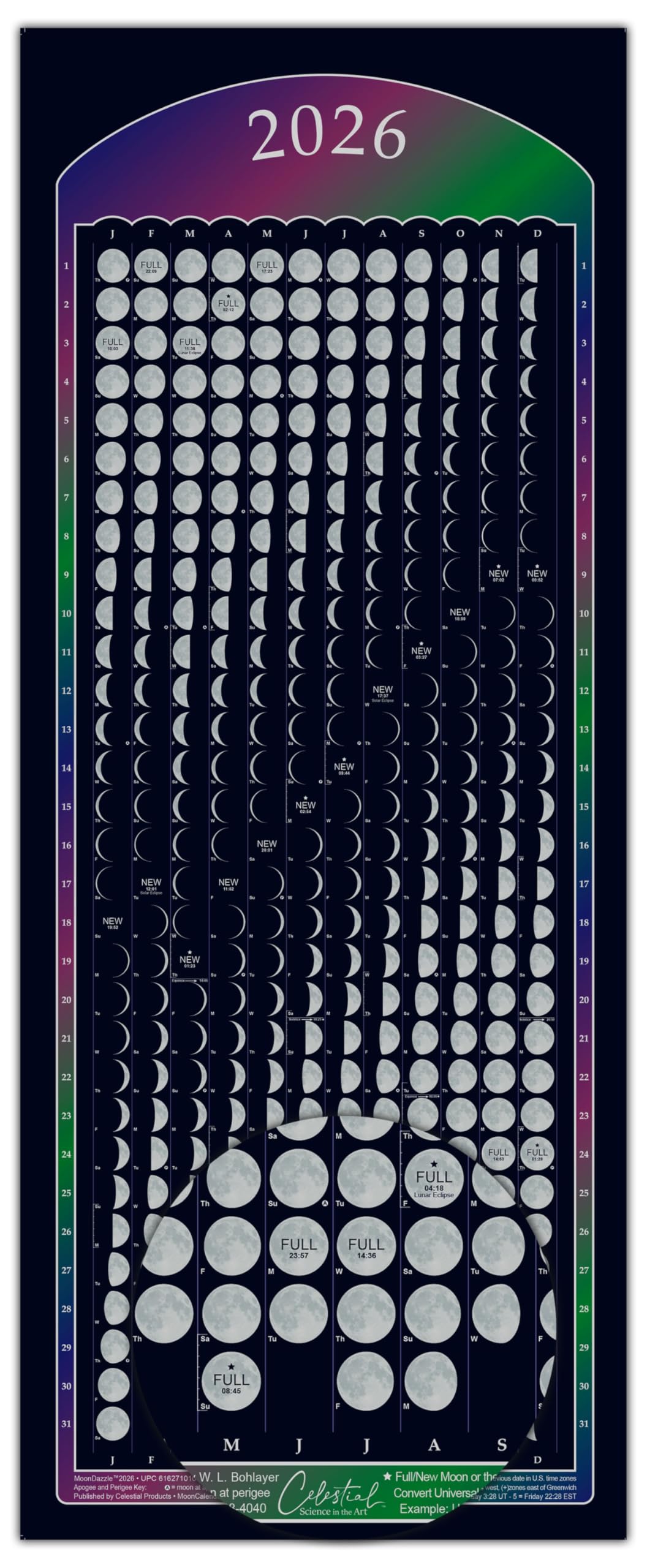 2026TYPE-MOONカレンダー Amazon.com: Moon Calendar 2026 - White 12x18 inch Vertical - Lunar
