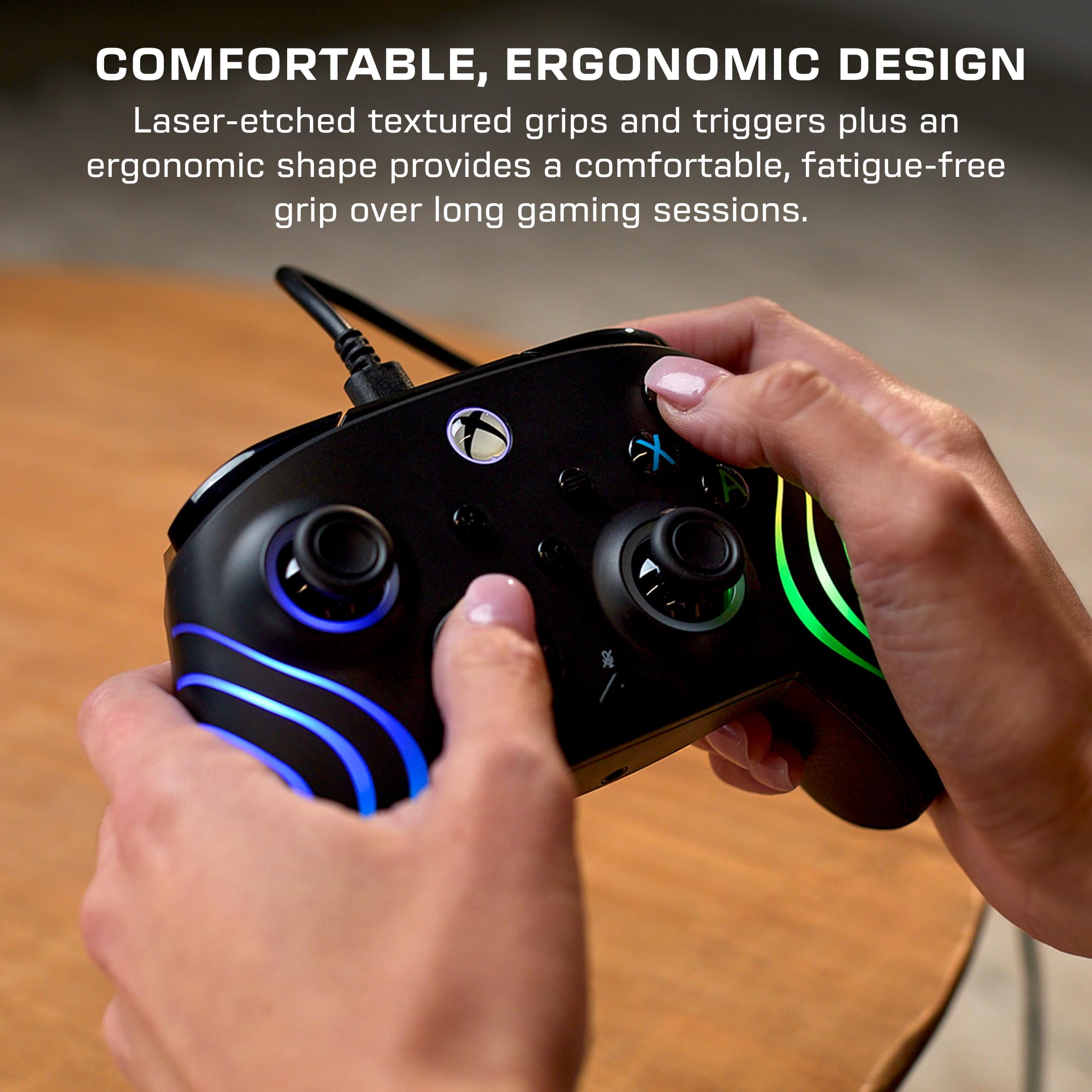 Turtle Beach Afterglow Wave Nero Controller Gamepad RGB cablato per Xbox Series XS, Xbox One e Windows