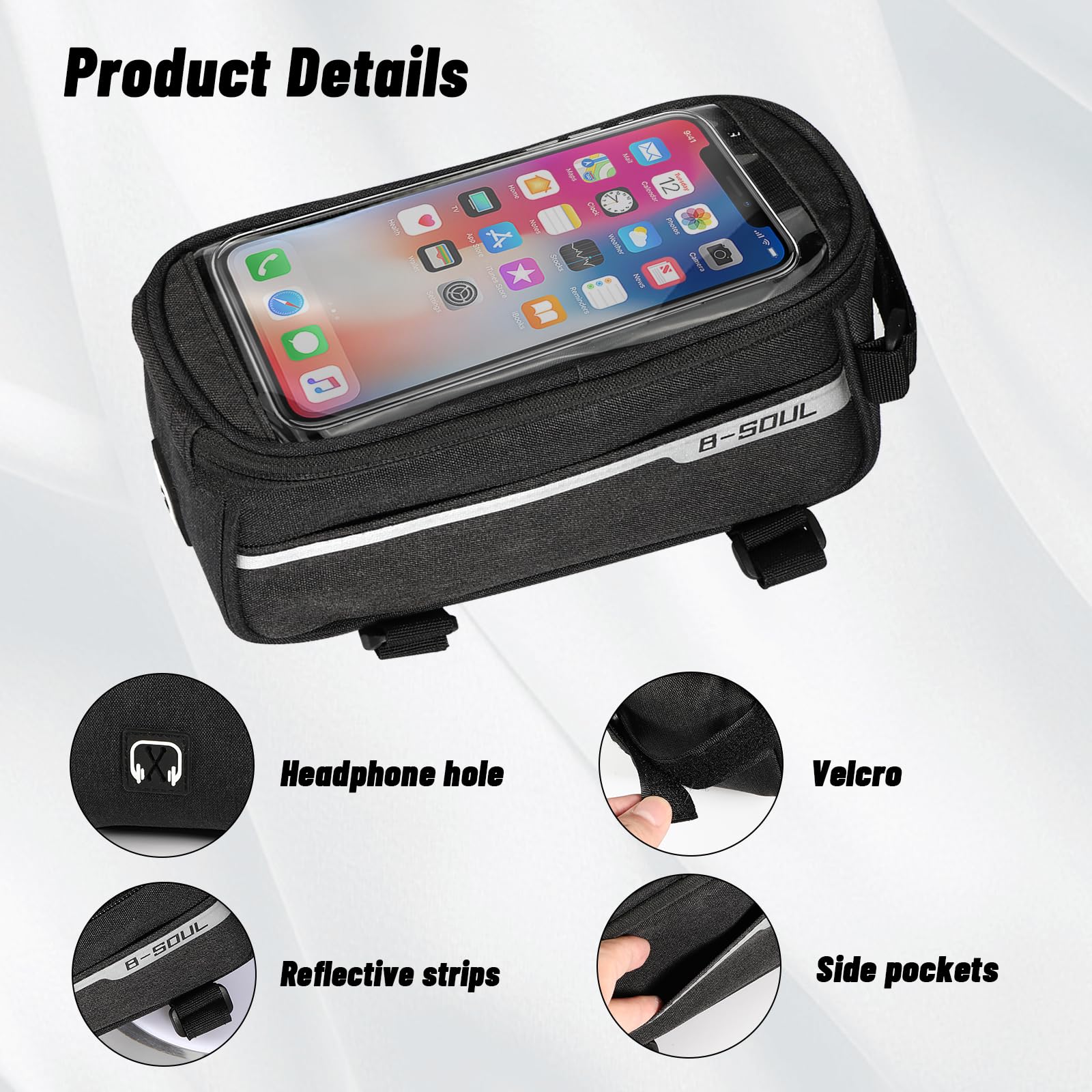 Sacoche Guidon étanche Ipx6 Support Téléphone Vélo/moto