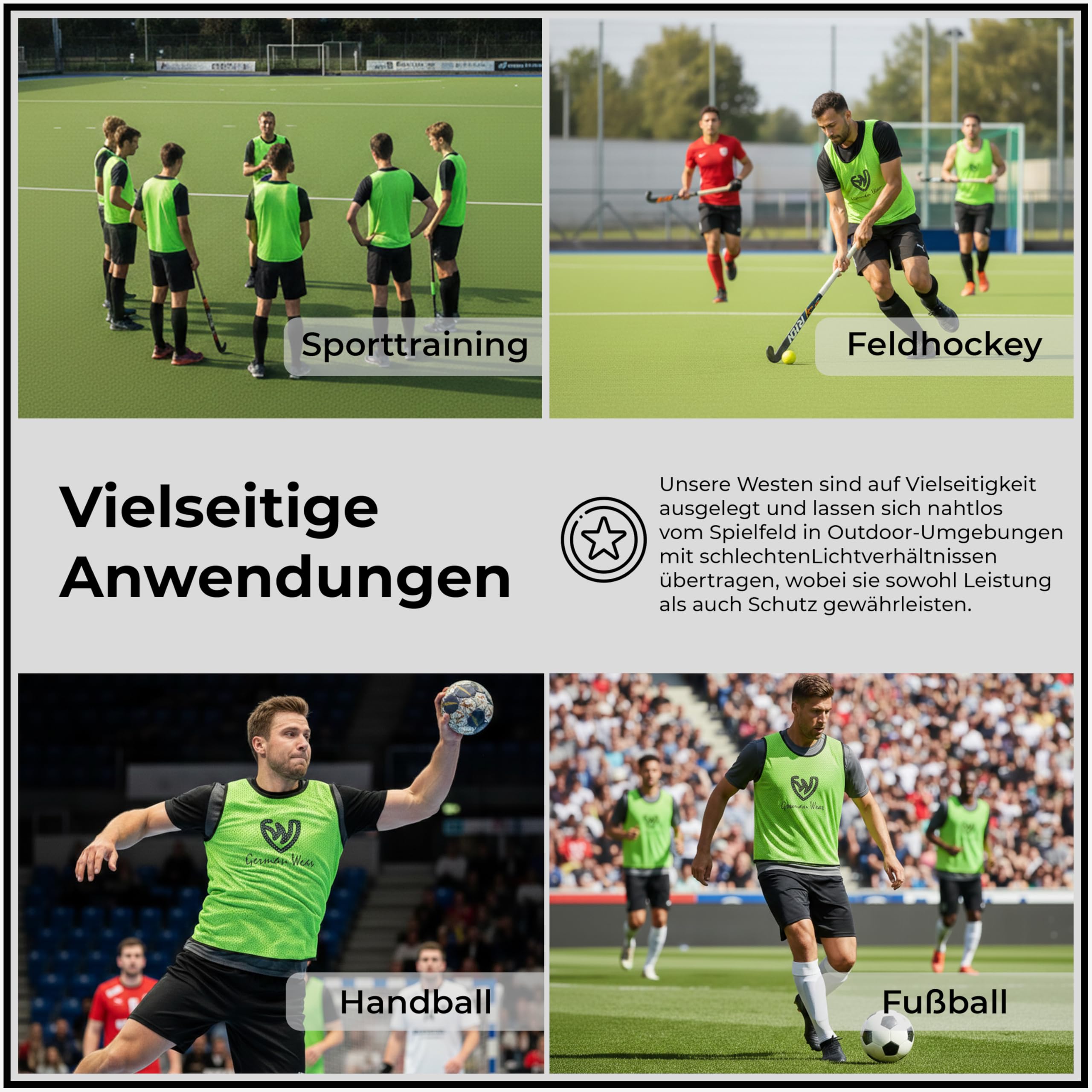 German Wear Leibchen Trainingsleibchen – Markierungshemd für Team Sport, Fussball, Training, Jogging, Hocky, Handball in Gelb, Rot, Grün, Orange, Blau für Herren, Kinder & Damen - ideal für Teams