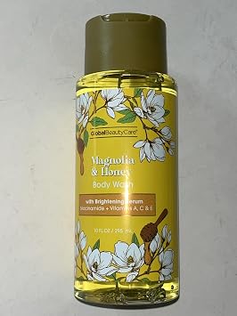 Global Beauty Care Magnolia & Honey Body Wash with Brightening Serum, Niacinamide + Vitamins A, C & E, 10 Fl Oz