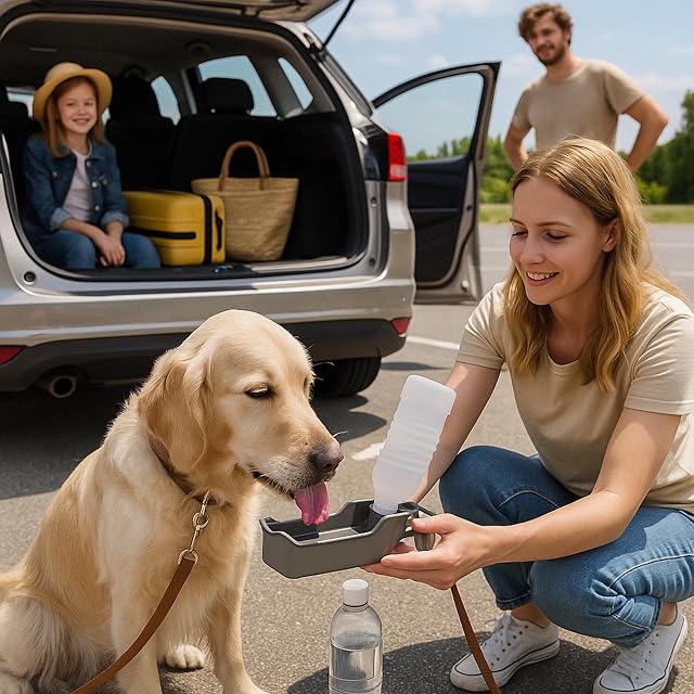 Foto 2 de 7 de Botella de agua para perros para viajes, viaje en coche, 250 ml, botella para perros para viajes