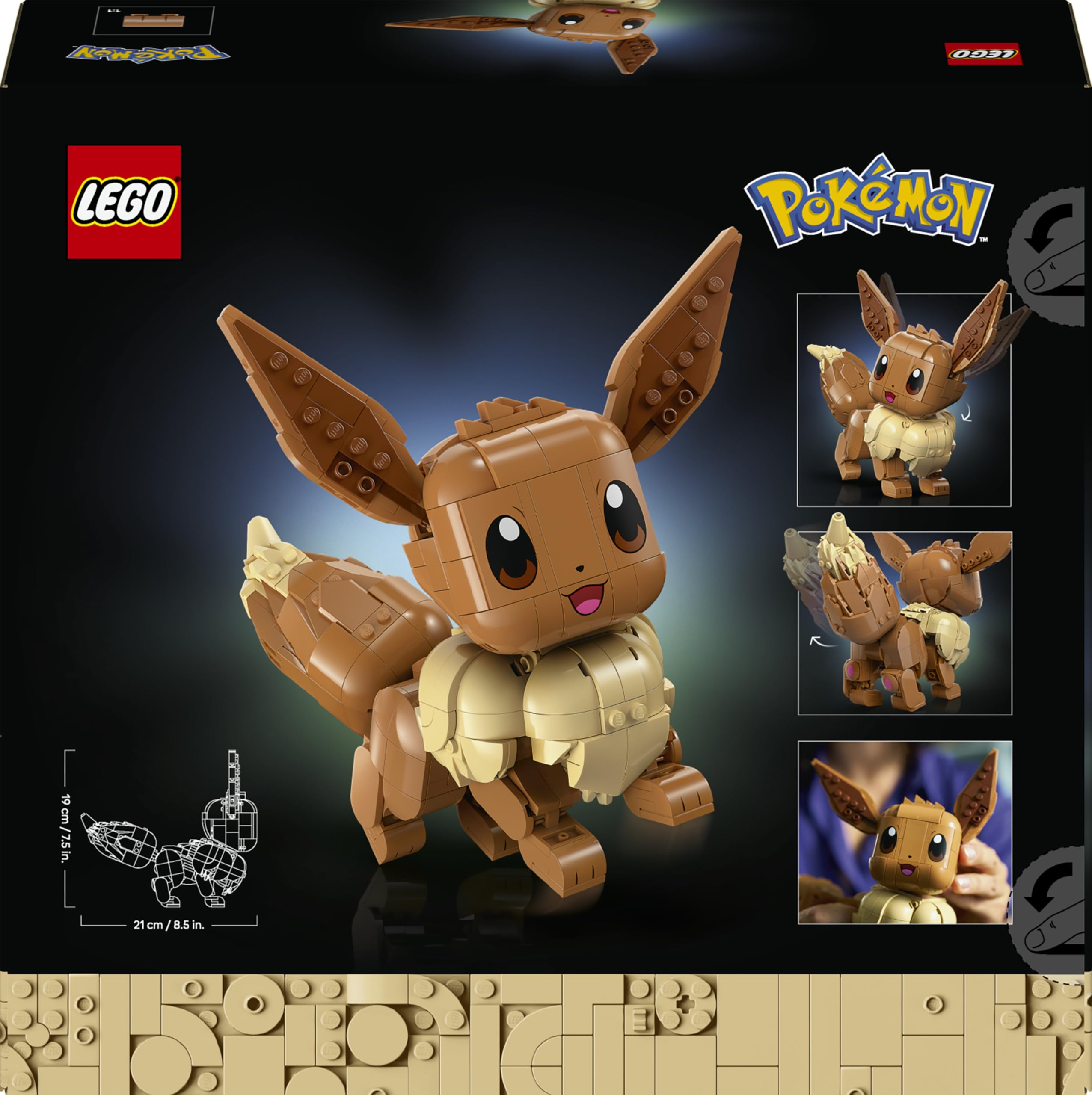 LEGO Pokémon Eevee - Kit de Construcción para Adultos - Maqueta 3D de Puzzle Anime - Figura Articulada con Extremidades, Orejas y Cola Móviles - Decoración de la Habitación - Regalo Gamer - 72151