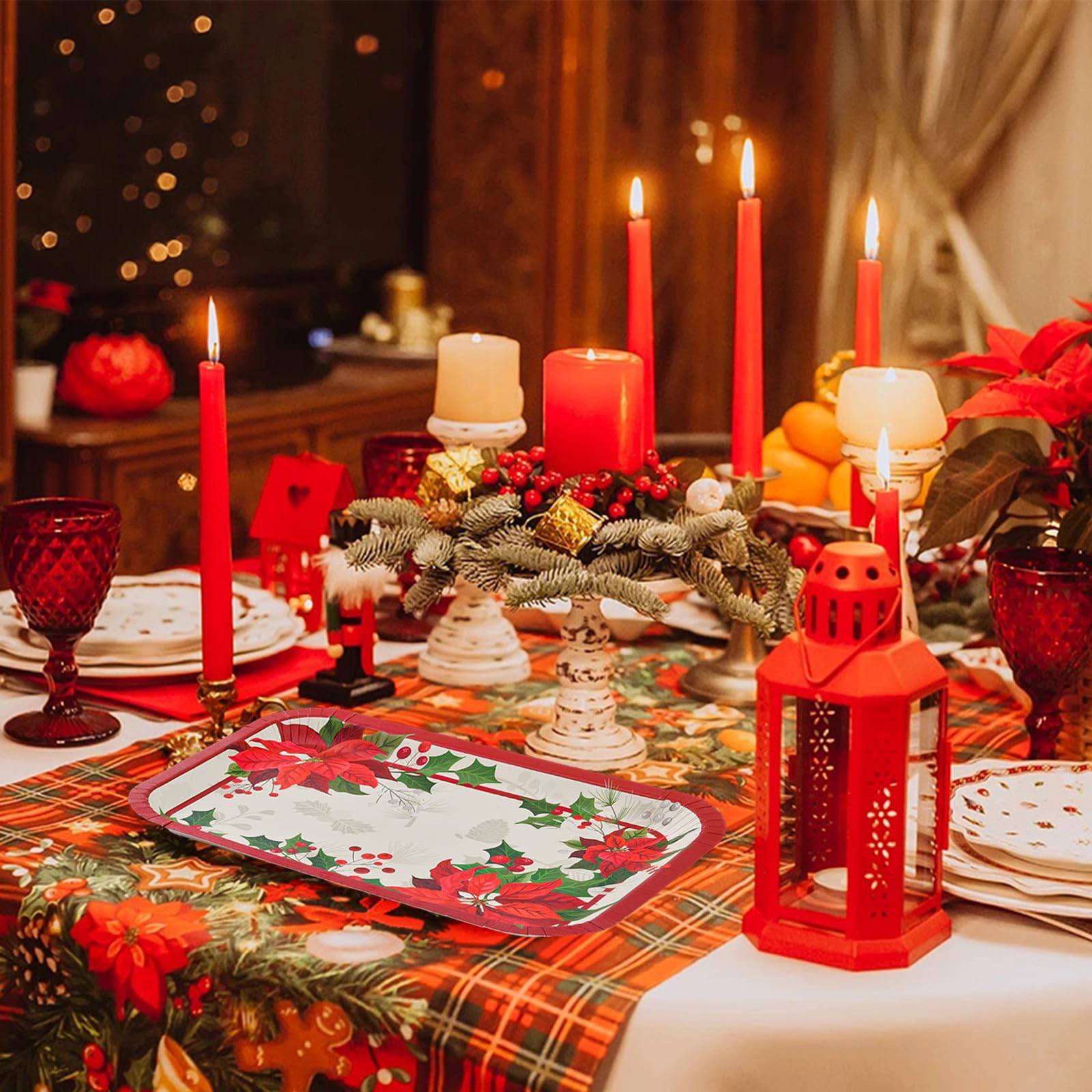 Havawish 52 Pcs Christmas Rectangle Paper Plates Platters 14 Extra Large Disposable Platters Santa Belt Christmas Plates Red And Green Dinnerware Set For Christmas Party Dessert Bbq Party Supplies - View #14
