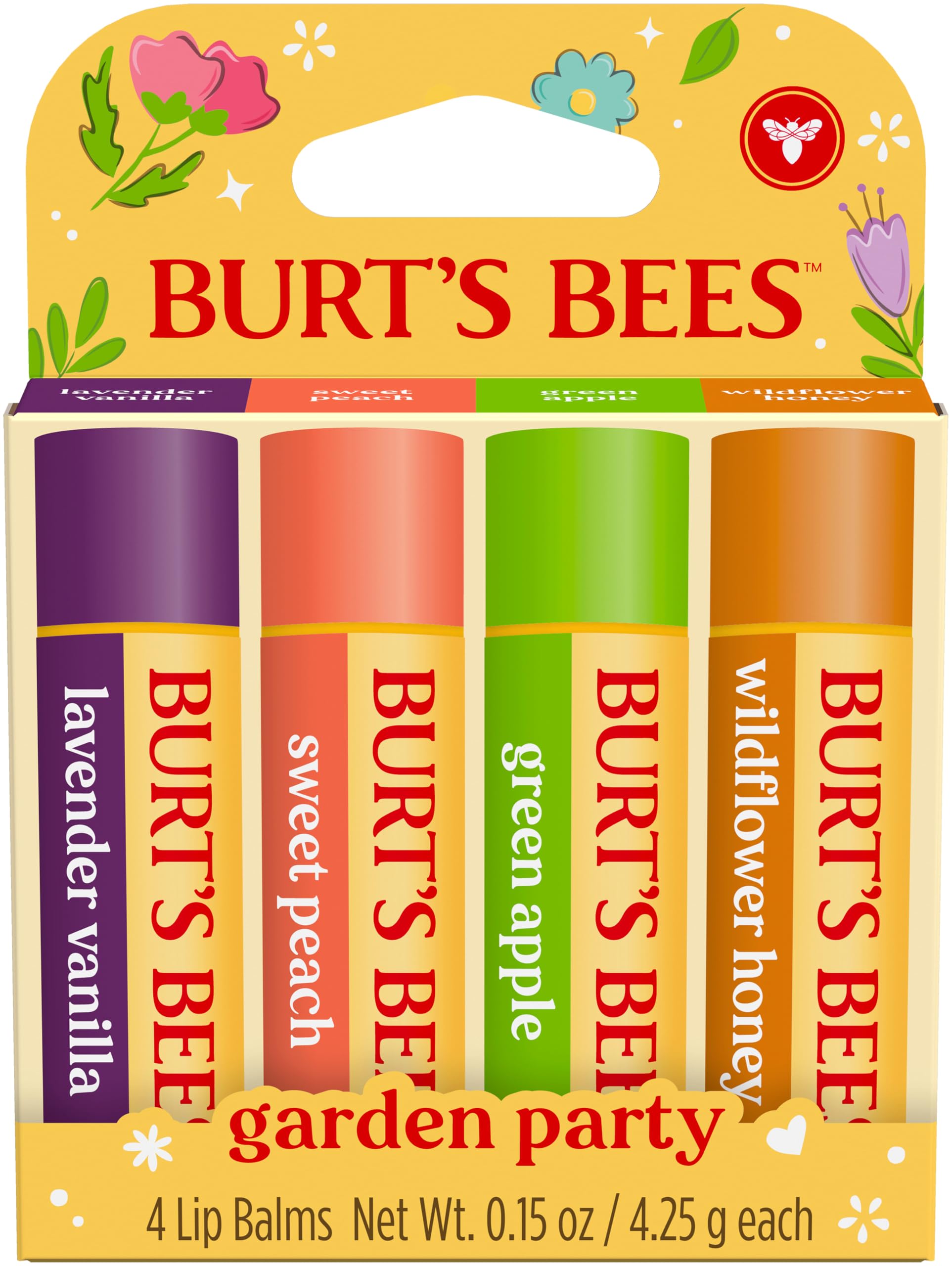 Burt's Bees Easter Basket Stuffers, All Weather SPF 15 Lip Balm, Water-Resistant Lip Moisturizer, Tint-Free, Natural Conditioning Treatment, 2 Tubes, 0.15 oz.
