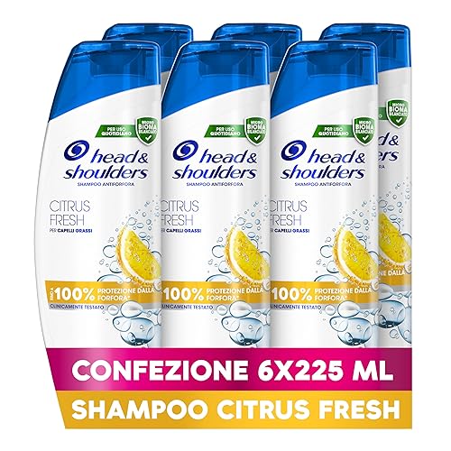 Immagine del prodotto Head and Shoulders, shampoo antiforfora Citrus Fresh, per capelli grassi, fine per pelle, bianco, blu, 1350ml (confezione da 6)