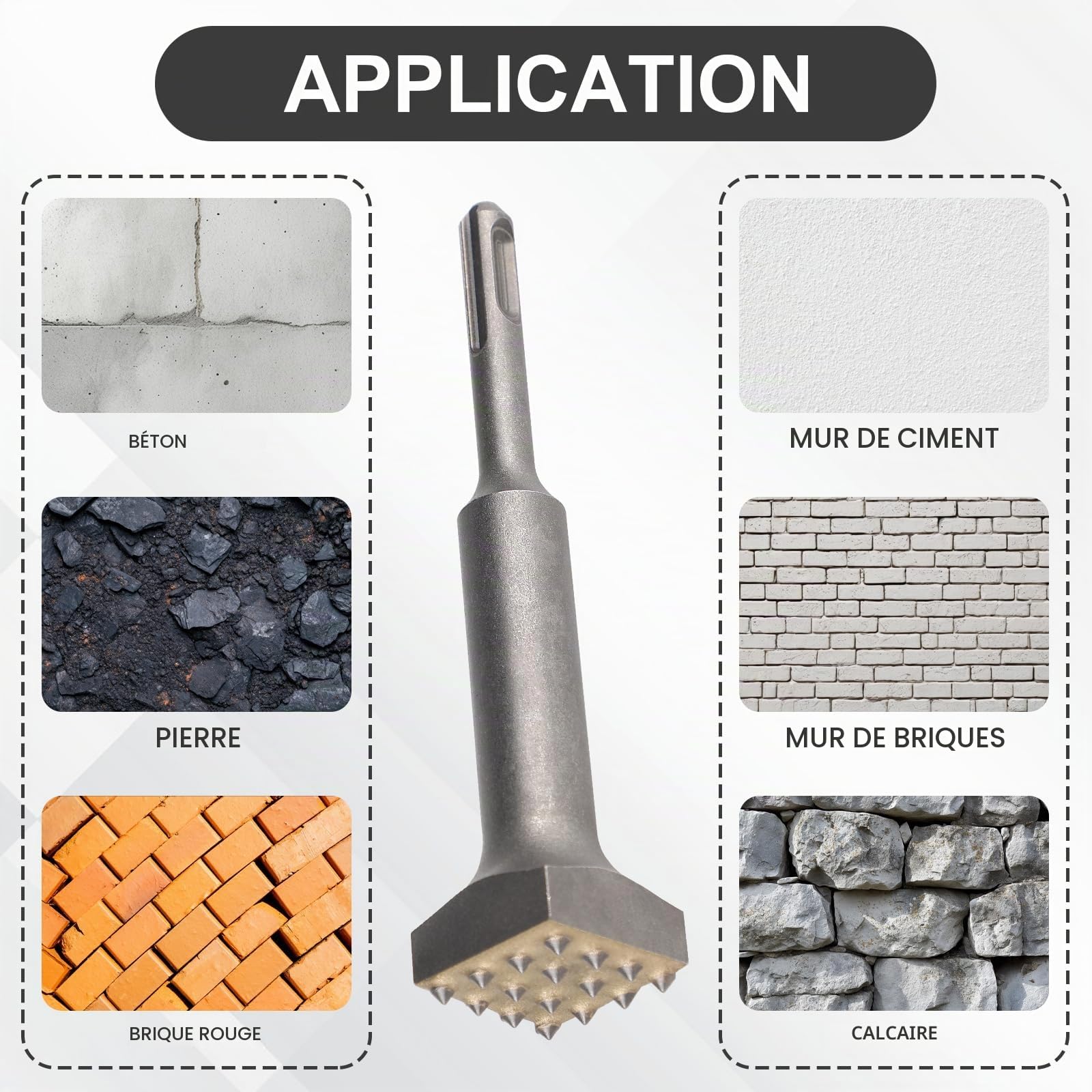 CPROSP 2Pcs Boucharde SDS Plus 16 Dents 150x32mm Burin SDS Plus Stockhammer pour carrelage béton brique maçonnerie