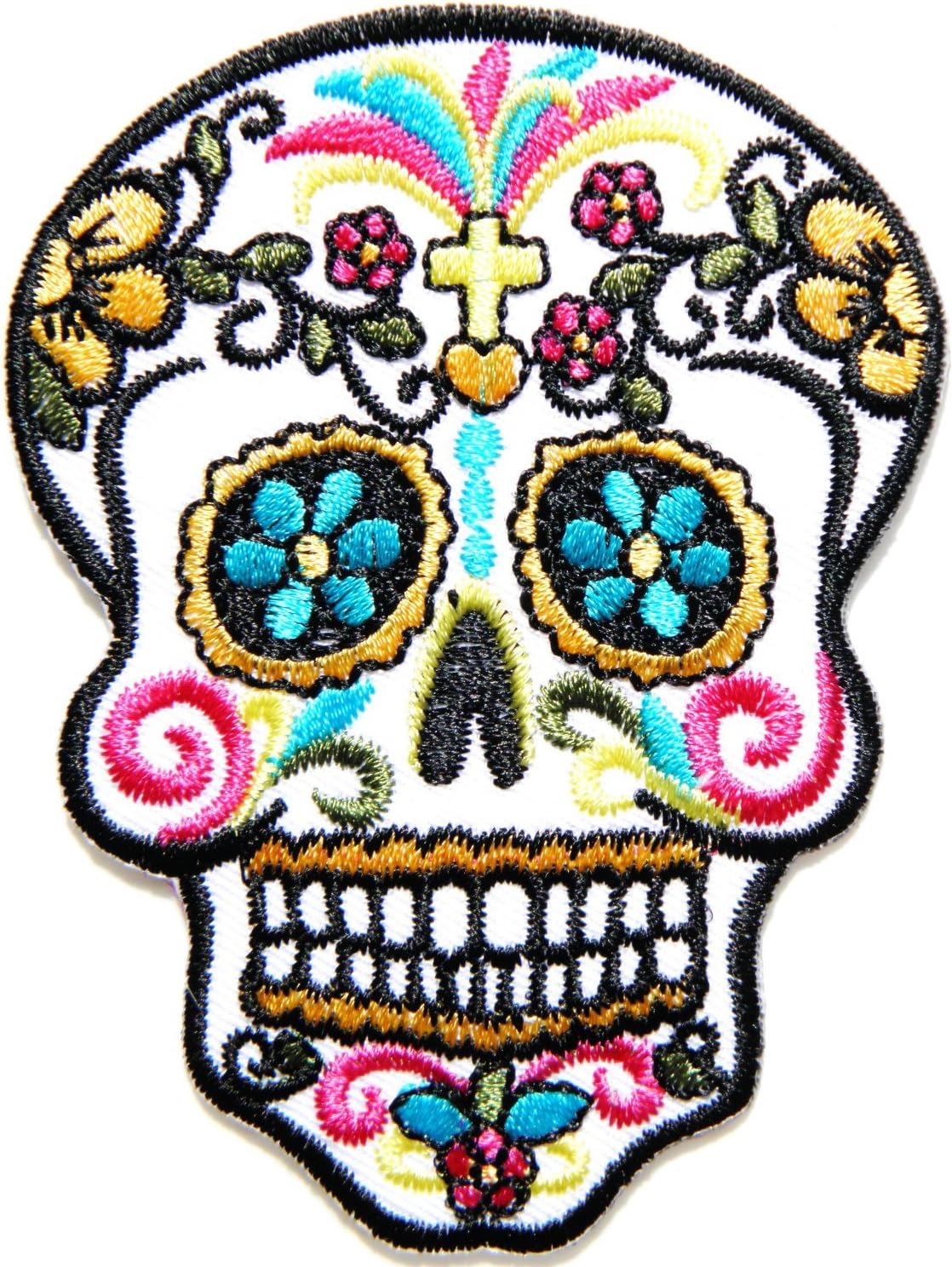 Candy Sugar Skull Tatoo Punk Rock Emo Rockabilly Biker Jacket T shirt Patch Sew Iron on Embroidered Badge Sign / Size 2.5"Width x 3.5"Height