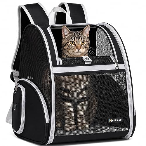 FERMAO Cat Backpack Carrier with Ventilated Mesh