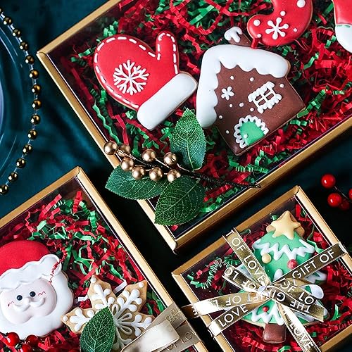 Miniatura 5 de LOMIMOS 200 g7 oz de papel de rafia triturado, relleno de cesta de papel cortado dorado deslumbrante, cojín de ropa de cama para envolver regalos,