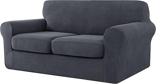 Vista 58 de CHUN YI - Funda elástica para sofá biplaza, 3 piezas, suave, lavable, con 2 fundas de cojín separadas para perros, tela jacquard de elastano a