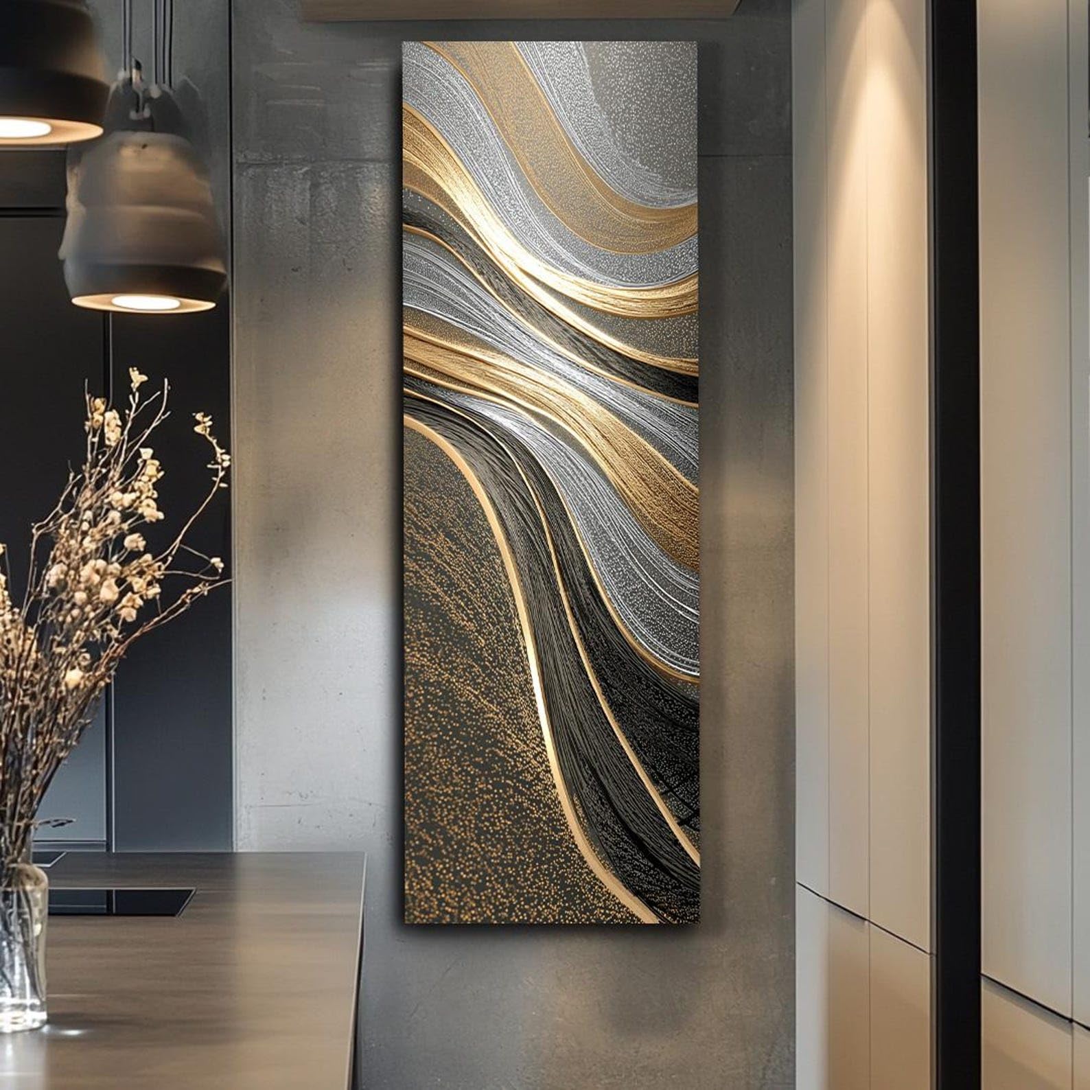 Xbtykpb Frameless Long Narrow Wall Art, Tall And Thin Canvas Wall Art, Vertical Textured Framed Canvas Art For Office, Rooms Hall Painting(60X180cm/Frameless)