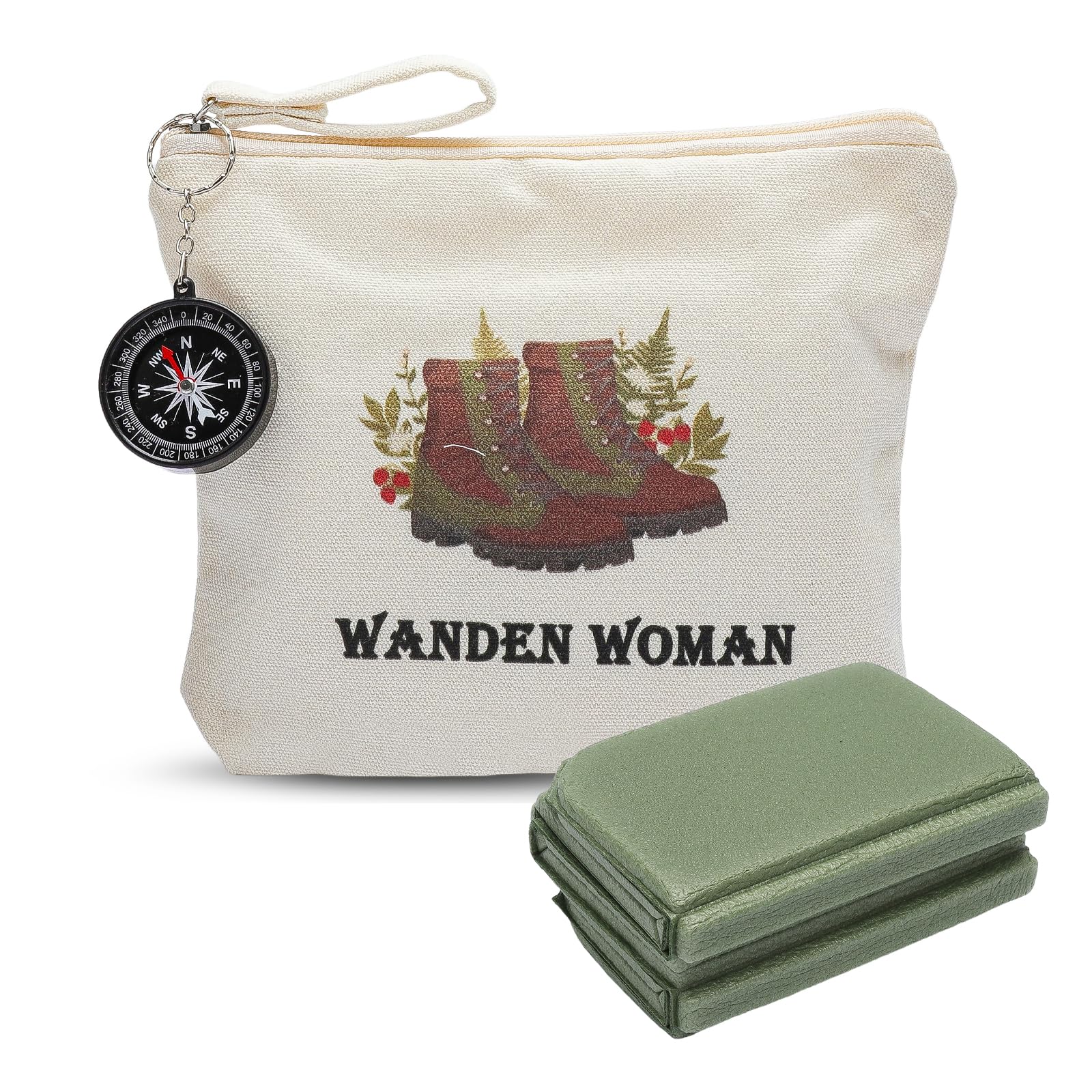 Kit Randonnée 4-en-1 – Sac En Toile, Boussole, Poncho Imperméable, Coussin Pliable – Léger (135 G) – Cadeau Pour Amoureux De La Nature