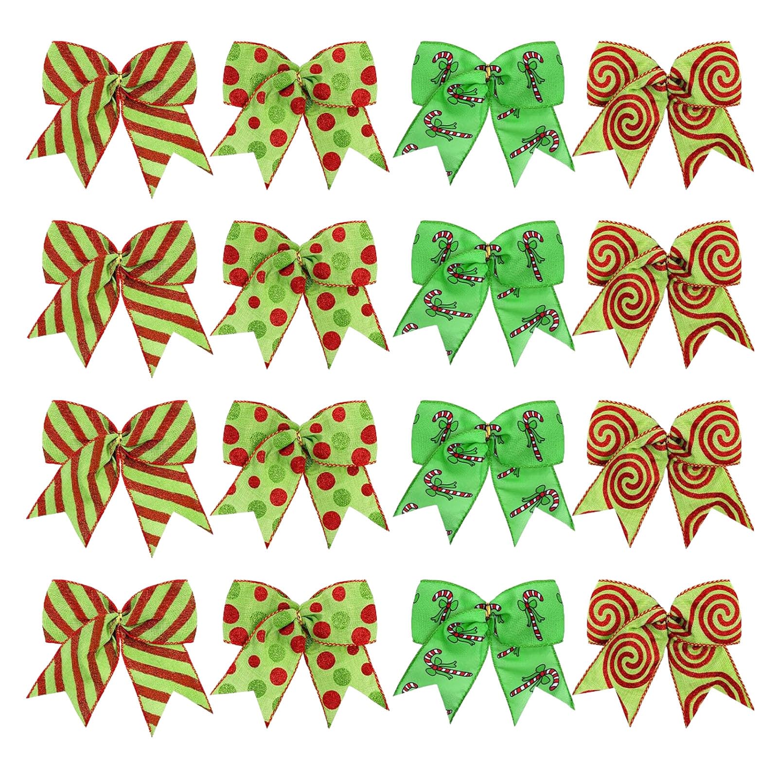 Kalttoy 16Pieces Shimmering Christmas Bowknot Ornament Shatterproof Polyester Ribbon Hanging Decors for Tree Gift Wrapping Celebration Christmas Bowknot Ornament