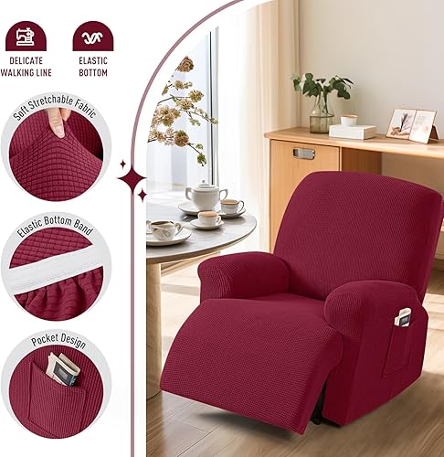 Vista 222 de TAOCOCO Funda para sofá biplaza reclinable, 6 piezas, fundas de sofá reclinable dobles para sofá biplaza reclinable doble de 2 asientos, protector