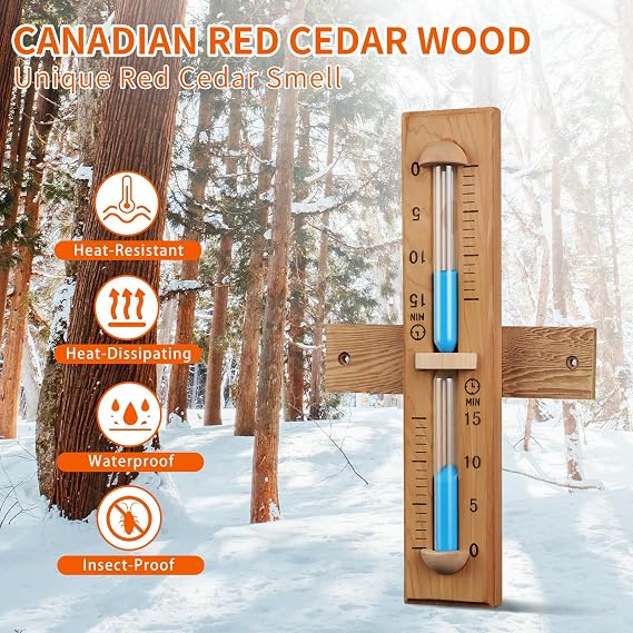 Sauna Sand Timer, 15 Minute Timer Handmade of Canadian Red Cedar