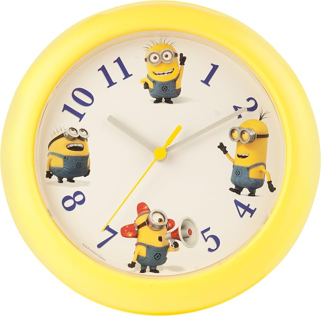 MINIONS Wall Clock, Yellow, 25 x 25 x 2.2 cm