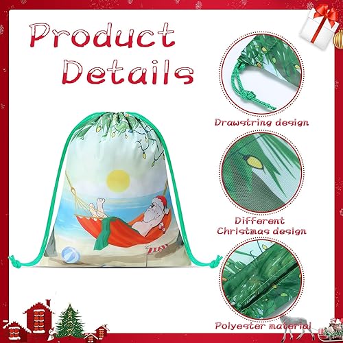 Miniatura 3 de 12 bolsas de regalo con cordón de Navidad bolsas de regalo de Navidad bolsas de regalo de Papá Noel árbol de Navidad copos de nieve de invierno