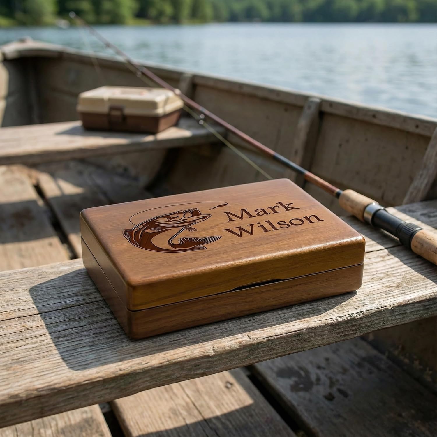 Personalized Fishing Tackle Box, Fly Fishing Gift for Him, Gift for Fisherman, Engraved Jig Box with Name & Message