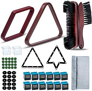 23Pcs Pool Ball Rack with Pool Table Brush Kit, Billiards Triangle for 2-1/4" Ball Wooden Billiard Pool Racks Billiard Accessories