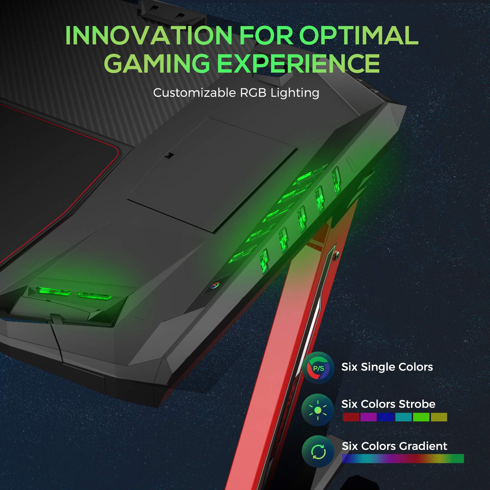 Amazon.com: EUREKA ERGONOMIC 50 Inch Z Shaped Gaming Desk with LED Lights,  Cable Management, Hidden Headphone and Cup Holder, Free Mouse Pad, Red :  Home & Kitchen