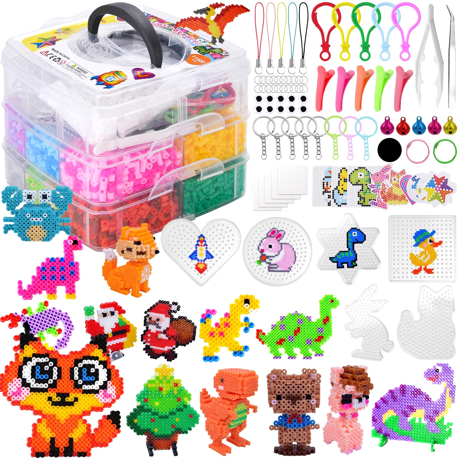 JOYBOY Perline da Stirare Set,11500 pcs Perline a Fusione,Fusione Kit Creativo Fai da Te,Set di Perline da Stirare,Perline da Stiro,Artigianali Fai Set con Carta Stiro,Stirare Pegboard e Accessori