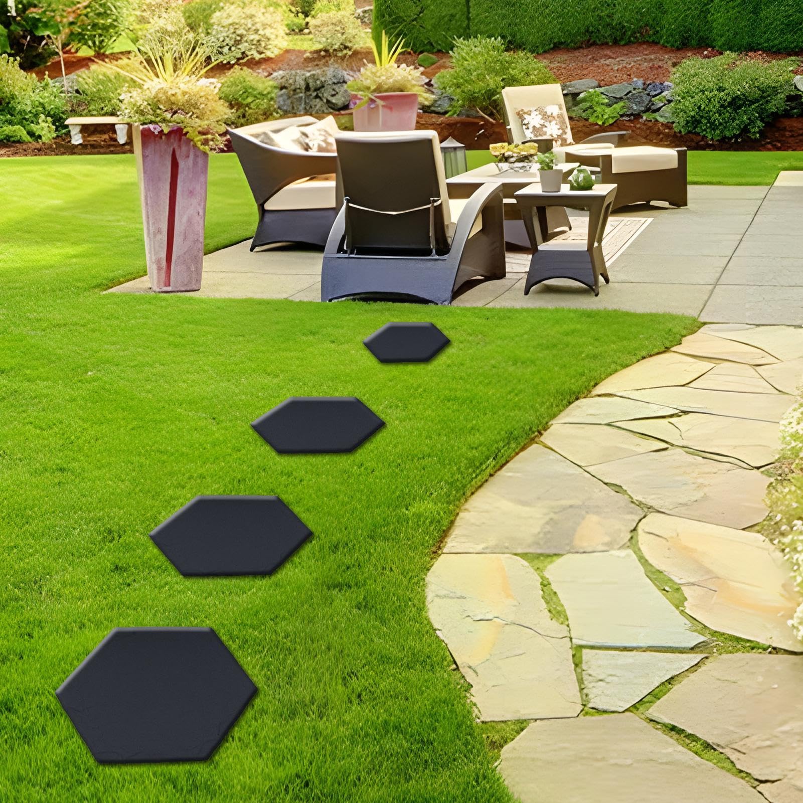 Pietre miliari da giardino 4 pezzi decorative in resina per passerella esterna