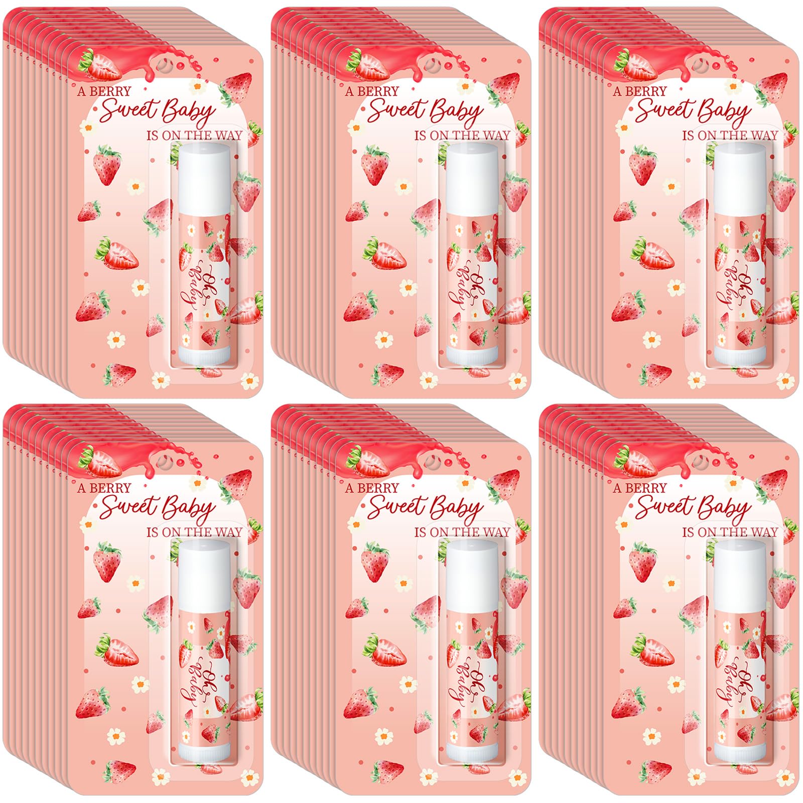Paquete de 30 juegos de baby shower de fresas dulces, premios de fiesta, bálsamos labiales a granel, regalos para ganadores, adultos, invitados, revelación de género, regalos, regalos, regalos