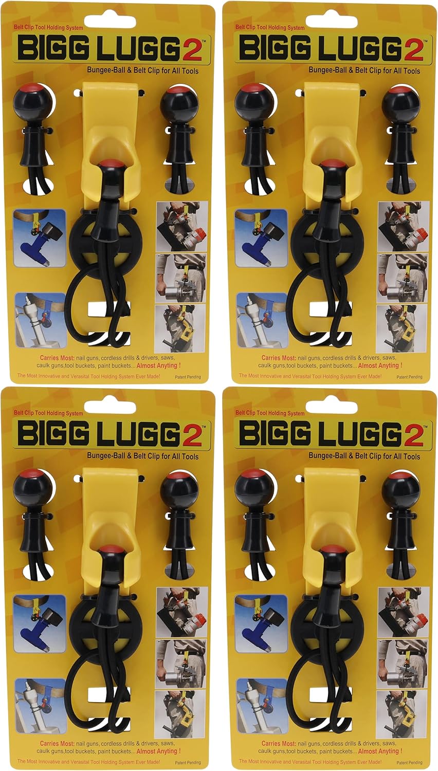 Bigg Lugg BL2-3BM Belt Clip Tool Holder System with 3 Ball Bungees - 4 Pack