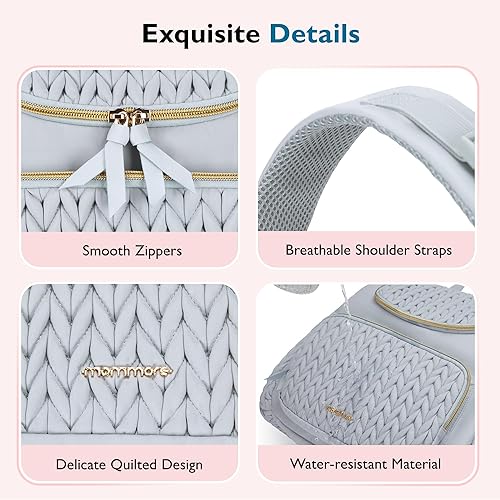 Miniatura 5 de mommore Bolsa de pañales pequeña mochila para pañales elegantes mochilas de viaje para bebés con bolsillos aislados, cambiador, correas para