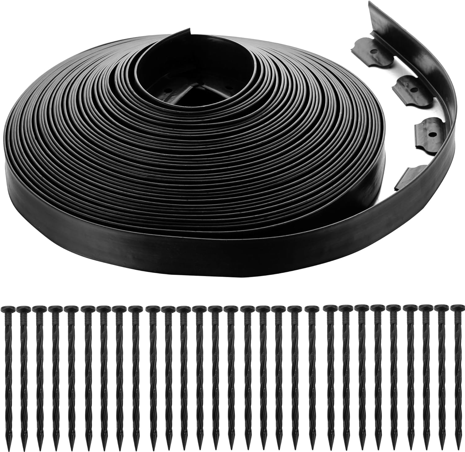 JDXN No Dig Landscape 1.8 Inch Tall Edging Garden Edging Landscape Edging Comes with Spikes for Landscaping, Flower Gardens, Lawn (Black, 1.8INCH/120FT)