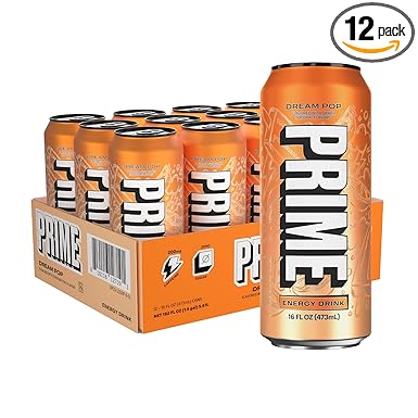 PRIME Energy DREAMPOP, Zero Sugar Energy Drink, 200mg Caffeine and 300mg of Electrolytes for Hydration, for Hydration, Vegan, Gluten Free,16 Fluid Ounce, 12 Pack