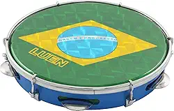 Pandeiro 10" Abs Azul 6 Afin Plat Inx Ferragem Cromada Bandeira