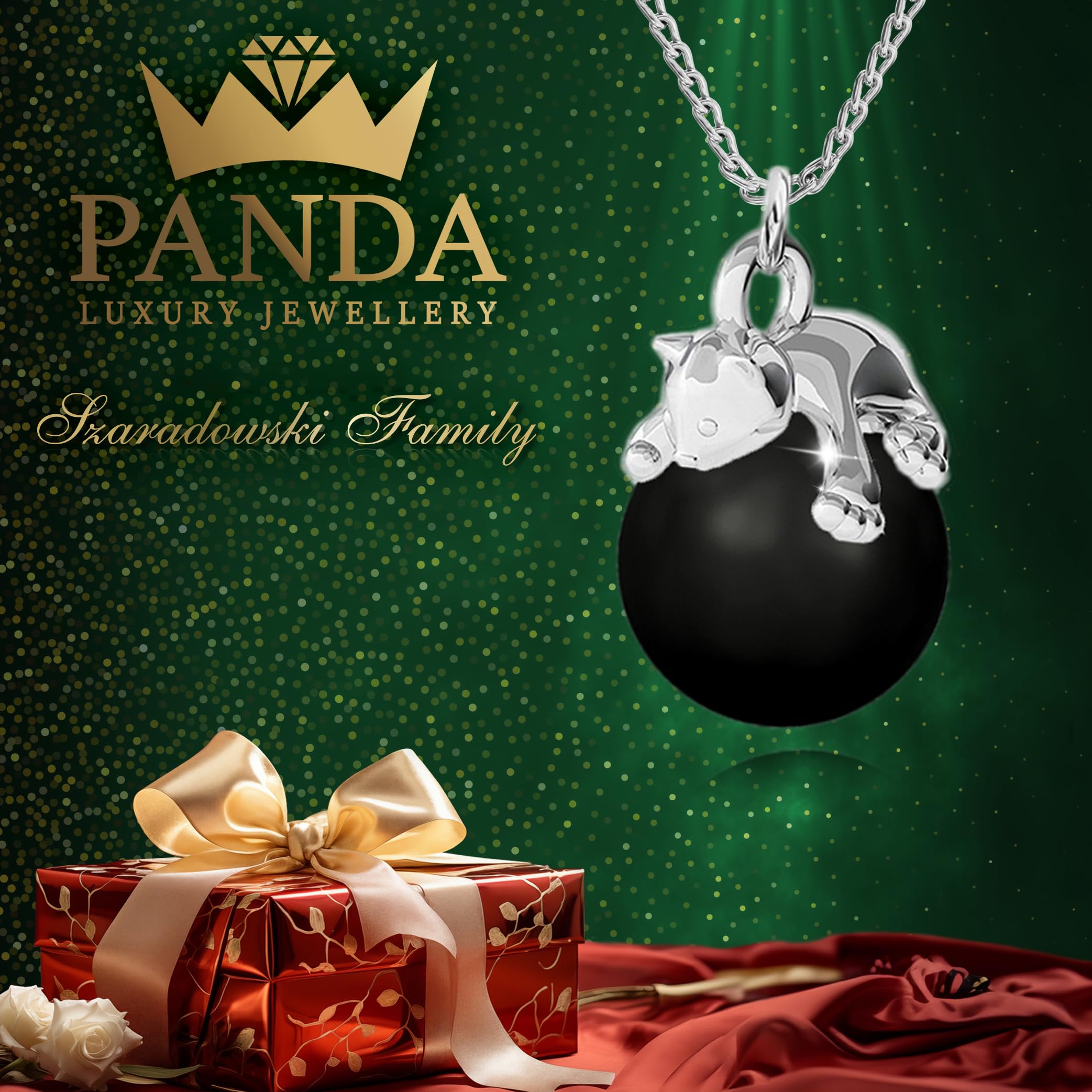 Schmuckset für Damen Ohrringe Silber 925 Hängend Katze Kette Damen mit Anhänger - Schmuck Set für Sie mit Kristallen - Ohrringe Hängend und Halskette Mädchen Geschenk Frauen