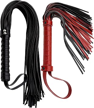 Two Riding Whips for 20In 27In, Set Whips Leather, Black Whip PU Leather, Leather Riding Whip Cosplay