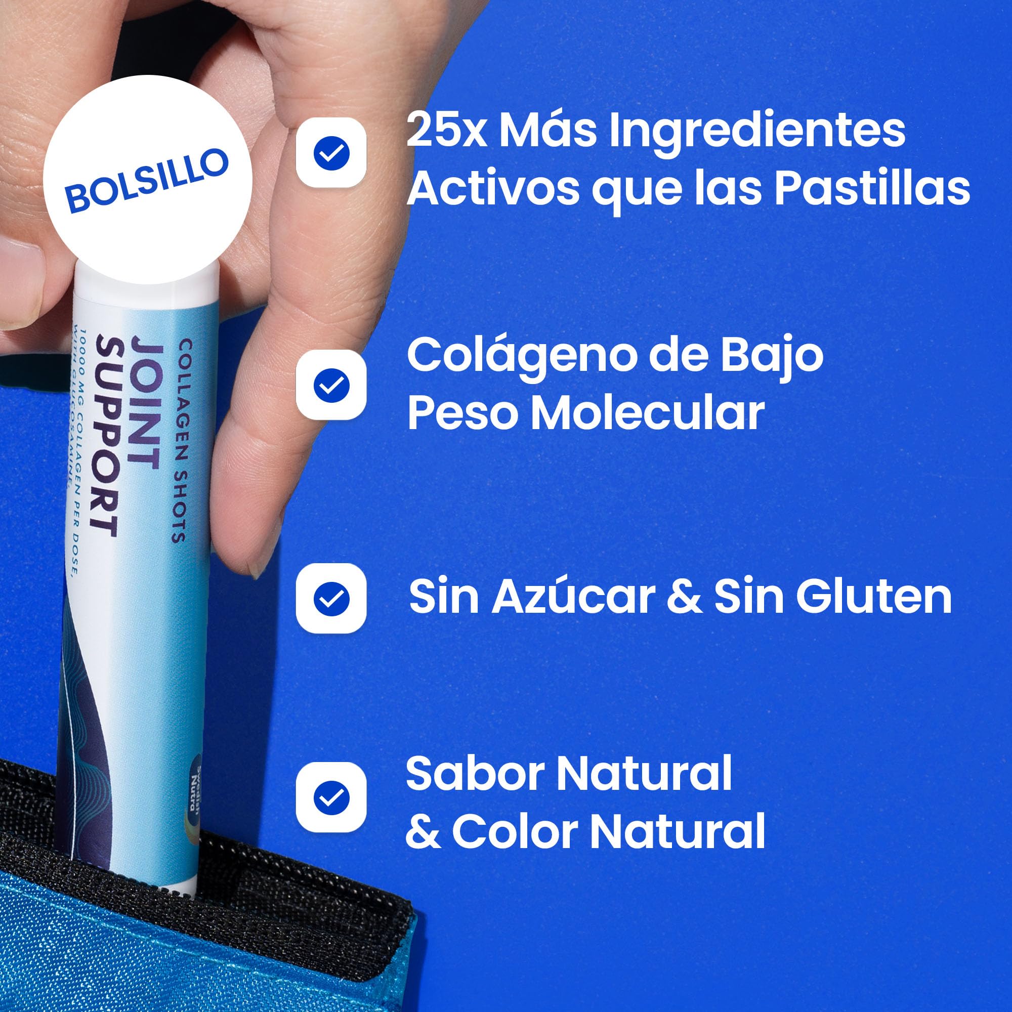 Swedish Nutra - Suplemento líquido para el apoyo articular - 40 dosis diarias de 25 ml | Colágeno hidrolizado puro (tipo I, II, III), glucosamina, MSM, condroitina, cúrcuma y ácido hialurónico para