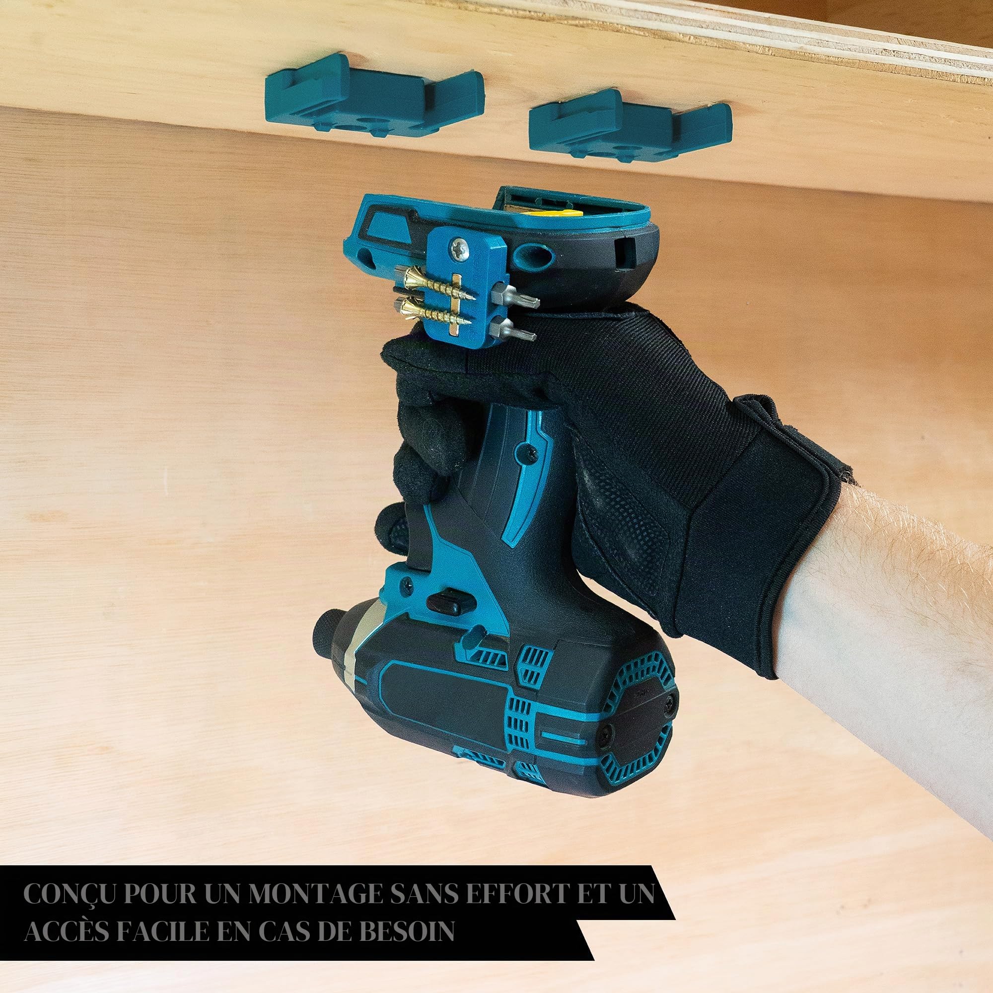 StealthMounts Organiseurs d'Outils pour Makita 18v | Support de Rangement Sans Fil | Lot de 4 | Organisateurs Noir
