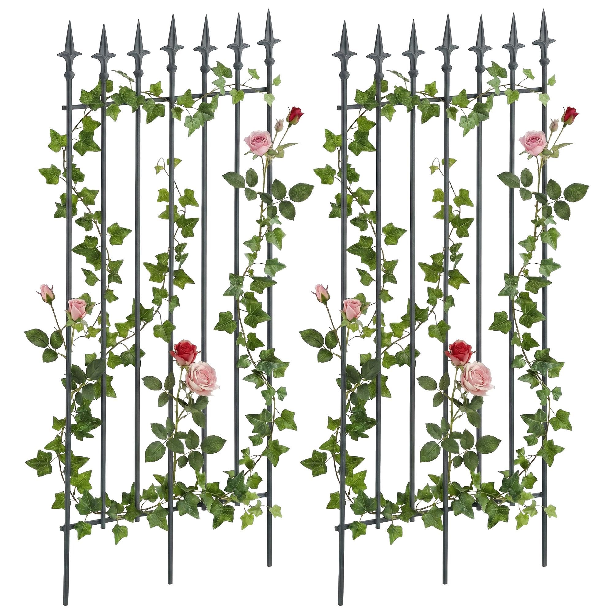 CLP Juego de 2 celosias de Metal 100x50 cm Elisa, Soportes estables para Rosales y Hiedra, en Estilo modernista, para Jardin, Color:Antracita