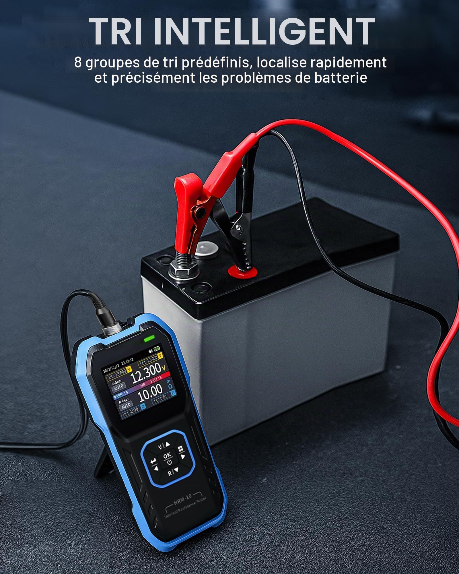 HRM-10 Testeur de résistance interne de batterie haute précision 1-100 V 20 mΩ-200 Ω Stockage de données 1 KHz AC Design portable pour l'automobile, l'électronique et le bricolage GOLDCHAMP