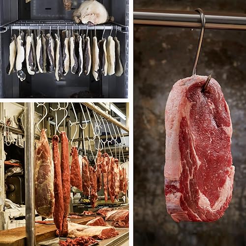 Miniatura 3 de 12 ganchos de carne, ganchos de carnicero de 5 pulgadas de acero inoxidable (0.157 in de diámetro), ganchos de procesamiento de carne en forma de S