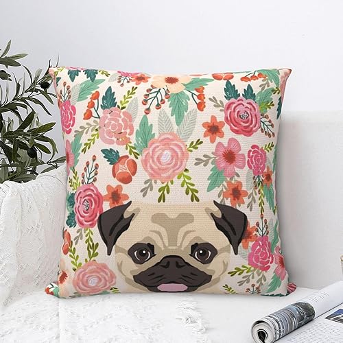 Miniatura 6 de Fundas de almohada con estampado de lindos perros carlino, amantes de las mascotas, para dormitorio, cama y sofá, fundas de almohada cuadradas