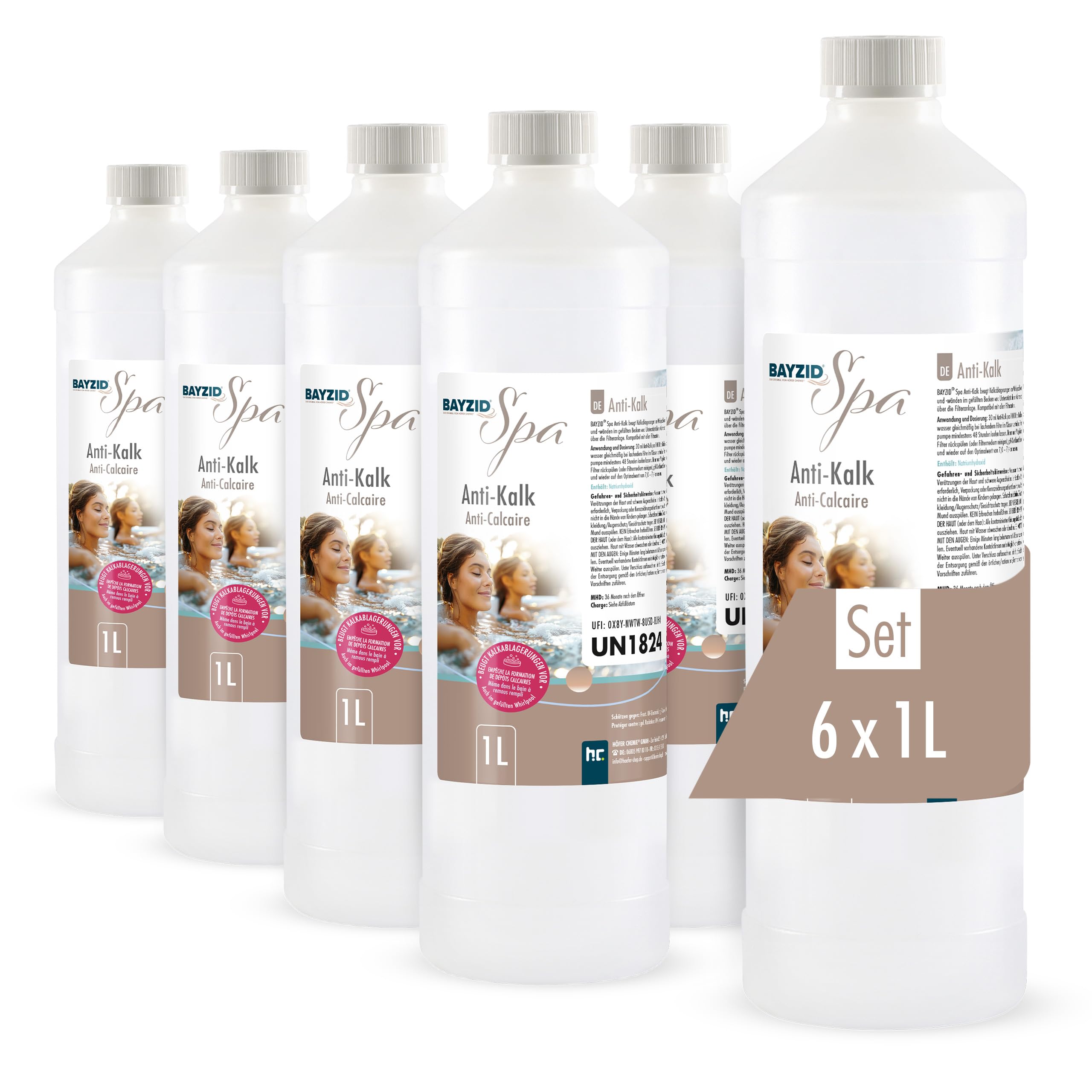 Bayzid SPA Anti-Calcaire 6 x 1 L - Anti-Calcaire Piscine - Qualité Premium