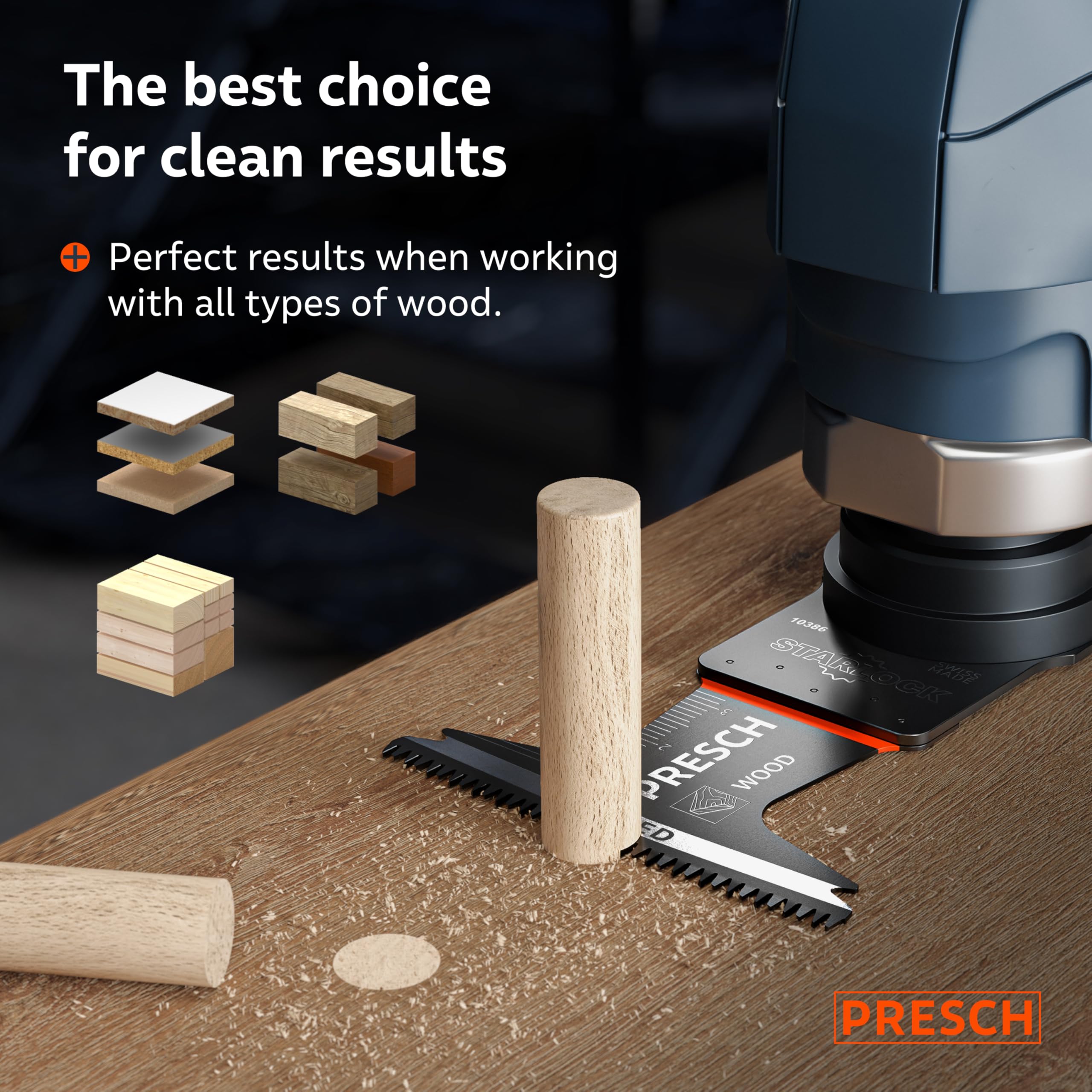 Presch Multitool Blades for Wood 40x65mm 5 pcs., Starlock Multitool blades for tool-free replacement, Clean - Image 2