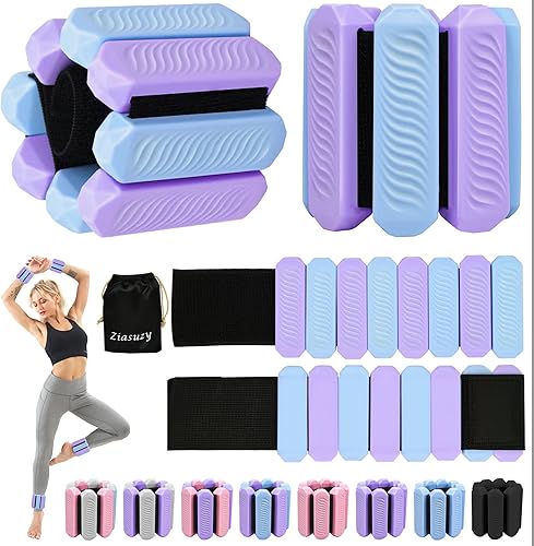 Miniatura 1 de Juego de 2 pesas para tobillo y muñeca para mujer, pesas ajustables (1 libra cada una), para caminar, yoga, danza, gimnasio